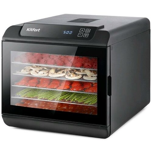 Сушилка для овощей и фруктов Kitfort КТ-1904 500 Вт 6 ярусов чёрная 5188488 2378300₽