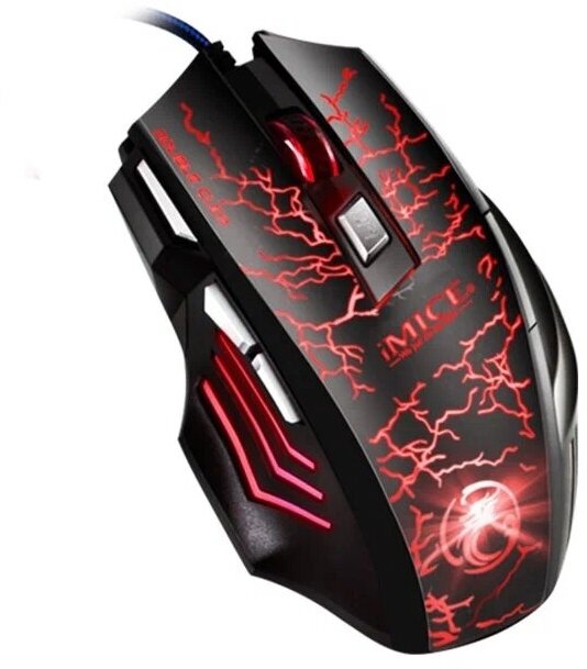 Игровая мышь iMICE А7 для компьютера и ноутбука/проводная/e-sports gaming mouse/светящийся рисунок/черный