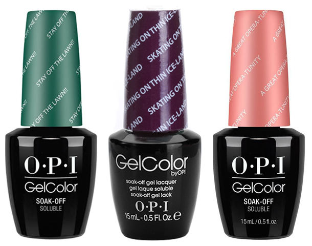 Гель-лак OPI GELCOLOR, Комплект 3 цвета. (1. Stay Off The Lawn 2. Skating On Thin Ice-Land 3. A Great Opera-Tunity) Объем 15 мл.