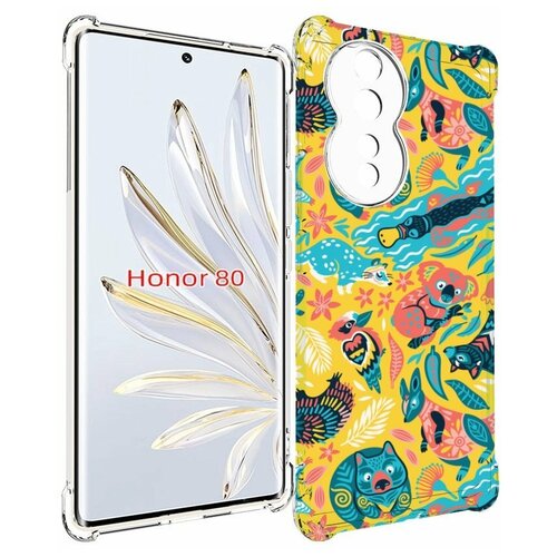 Чехол MyPads seamless-pattern для Honor 80 задняя-панель-накладка-бампер чехол mypads seamless pattern для honor x10 max задняя панель накладка бампер