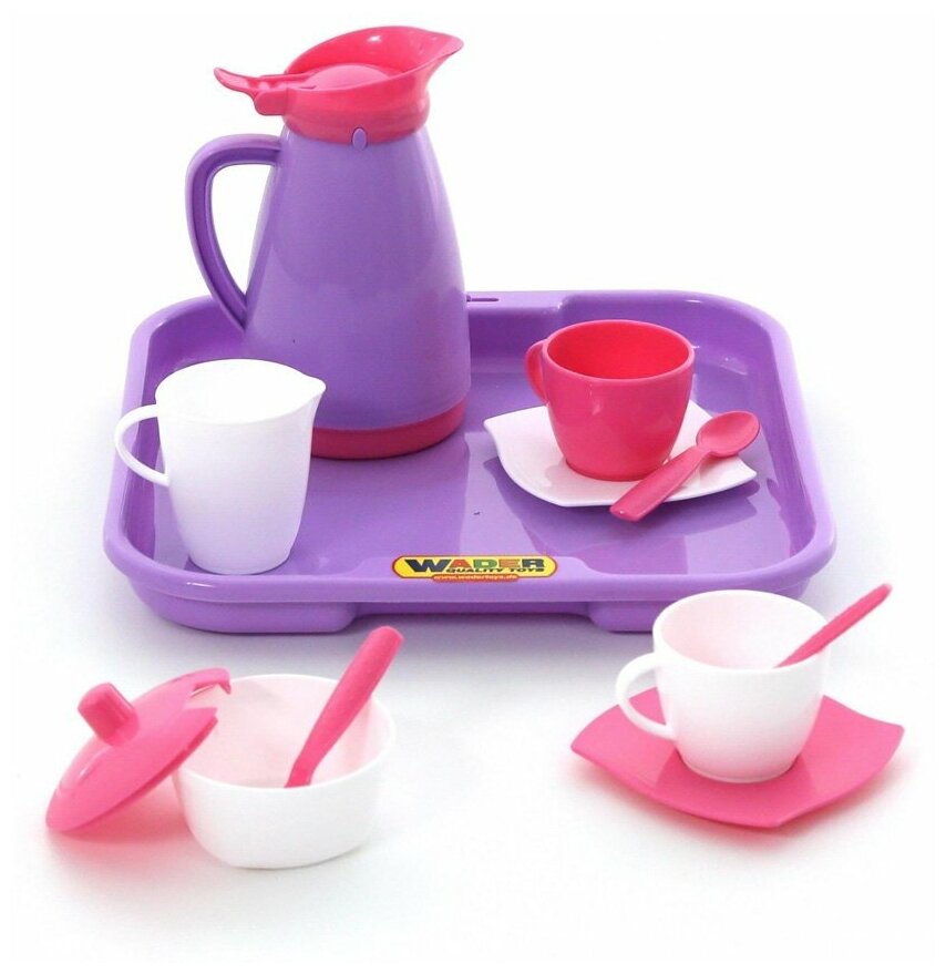 Набор детской посуды Полесье "Алиса" с подносом на 2 персоны (Pretty Pink), Wader (40589)