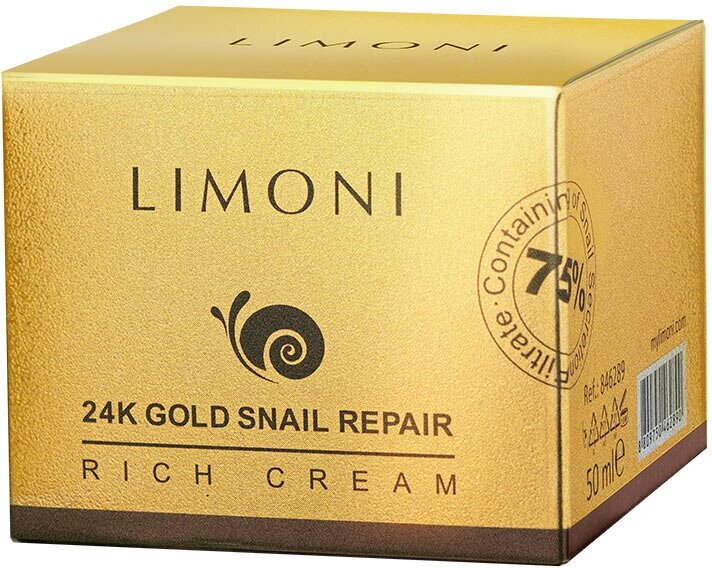 LIMONI Крем для лица с золотом и экстрактом слизи улитки / Snail Repair 24K Gold Rich Cream 50 мл - фото №6