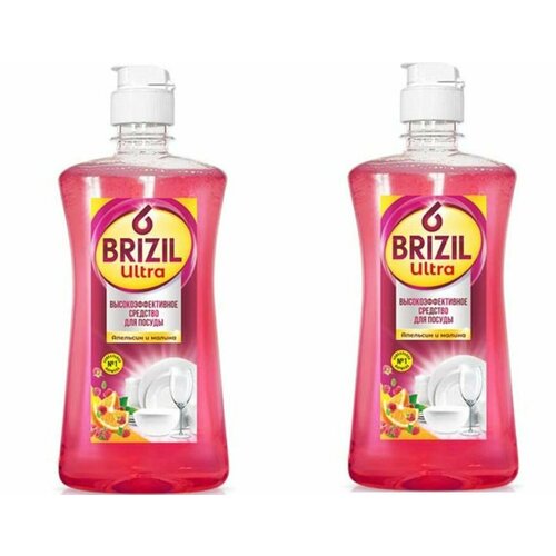 BRIZIL ULTRA Средство для посуды с флиптопом апельсин малина 500мл, 2 шт