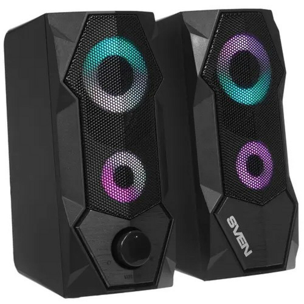 Компьютерная акустика 2.0 Sven 410 SV-020941 2*3 Вт(RMS), 100 Гц-20 КГц, USB, подсветка, чёрная