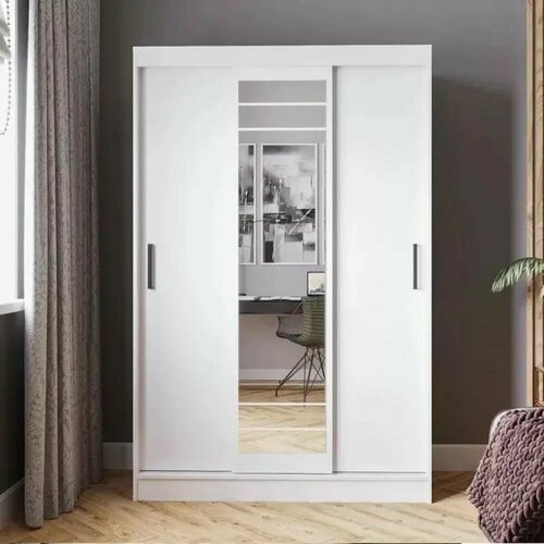 Шкаф-купе с зеркалом ТАЙМ-3 белый ЛДСП 1310/2000/504 мм для дома и дачи