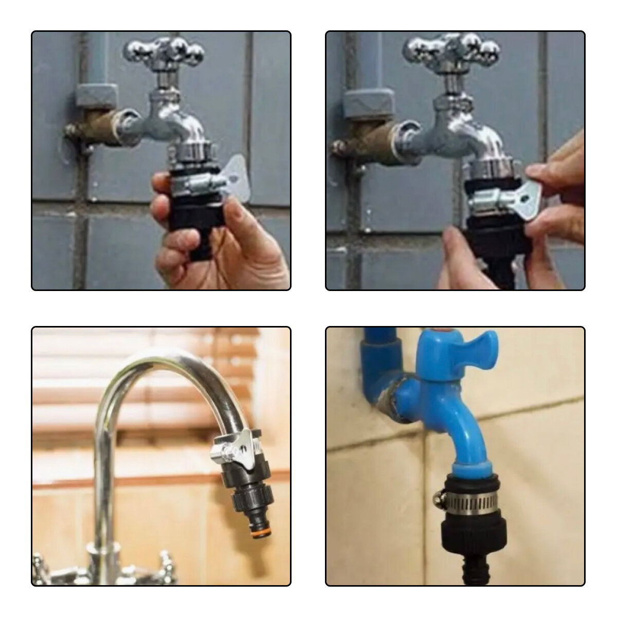 Штуцер универсальный без резьбы под коннектор, пластик, хомут из стали — фото 1