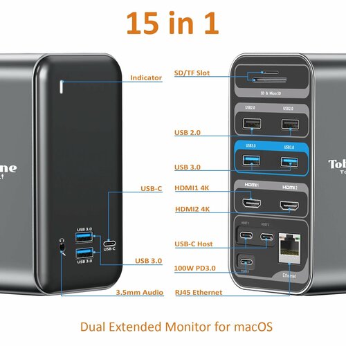 TOBENONE Док-станция USB C для MacBook Pro UDS13 9320₽