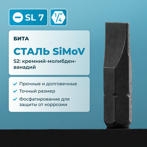 Бита sl 7 NORGAU Industrial из высокопрочной SiMoV стали S2 под шестигранник 14 160₽