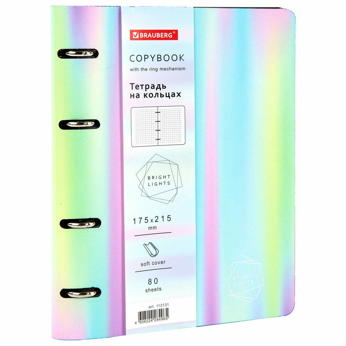 Тетрадь на кольцах 80л, А5 Brauberg Vista "Gradient", клетка, под кожу (112131), 2шт.
