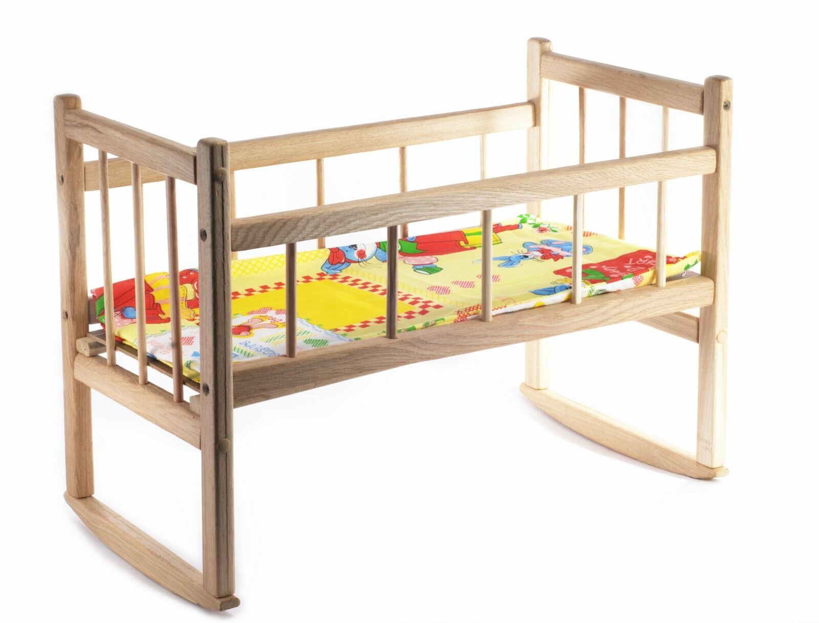 Кроватка для кукол Нескучные игры Качалка с матрасом, деревянная (08175)