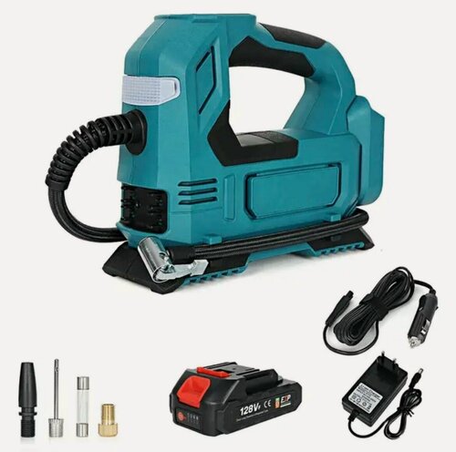 Изображение товара Компрессор автомобильный Heimerdinger беспроводной аккумуляторный насос для подкачки колес + питание от прикуривателя 1 Акб