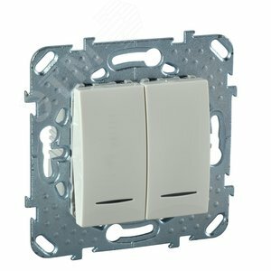 Schneider Electric UNICA Выключатель 2-клавишный с подсветкой бежевый, MGU5.0101.25NZD.