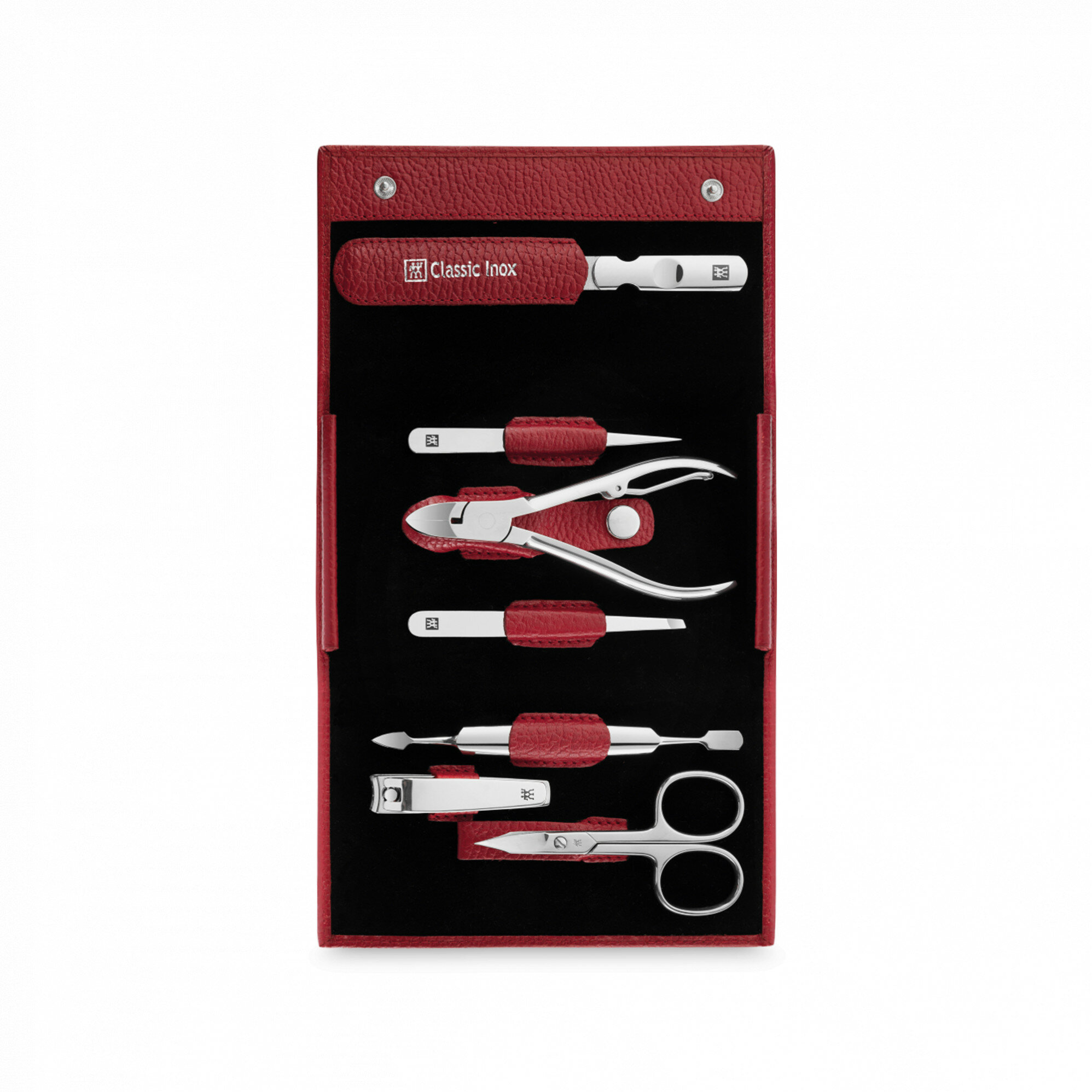 Набор маникюрный в кожаном футляре, цвет красный, 7 предметов, Classic Inox 97681-003