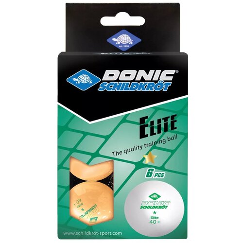 Мячи для настольного тенниса DONIC ELITE 1* 40+, 6 штук, оранжевый
