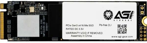 M.2 2280 512GB AGI AI198 Client SSD PCIe Gen3x4 with NVMe, 2059/1636, IOPS 176/252K, MTBF 1.6M, 3D TLC, 200TBW, 0,36DWPD, RTL{100} (610200)