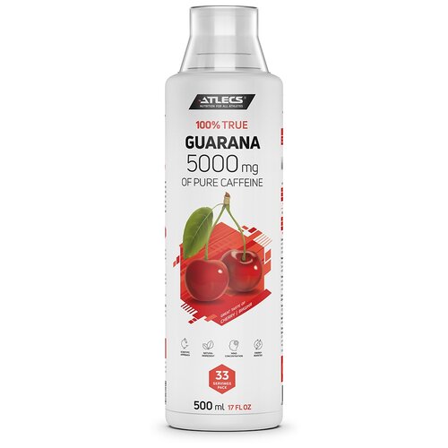 Atlecs Guarana натуральный кофеин, энергетик, гуарана, концентрат для снижение аппетита и похудения, вишня, 500 мл, 33 порции atlecs guarana 500 мл манго