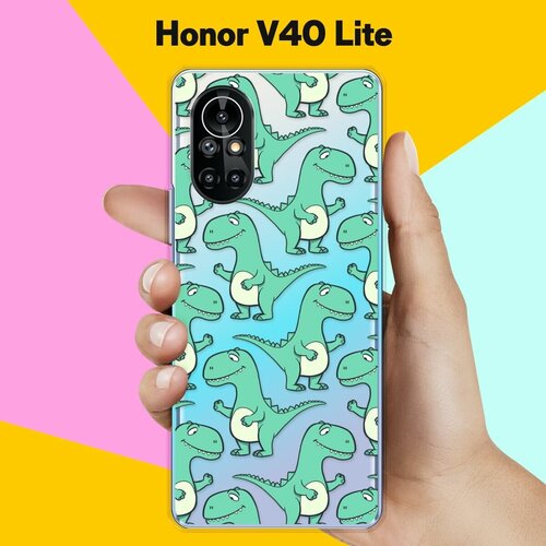 Силиконовый чехол на Honor V40 Lite Динозавры / для Хонор В40 Лайт