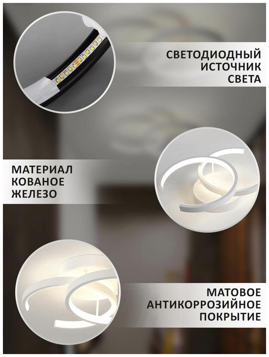 Светильник потолочный светодиодный Балтийский Светлячок LED 20 Вт, люстра полукруглая для дома и офиса, холодный свет - фотография № 5