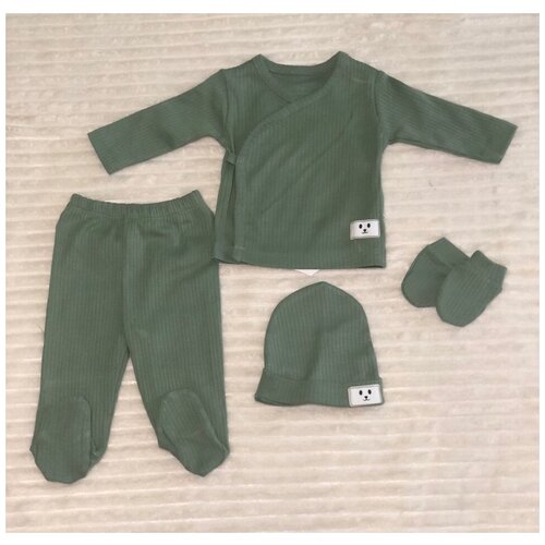 Зеленый комплект одежды для новорожденного, 0-3 мес.
