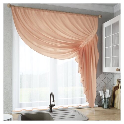 фото Шторы для кухни sola "ромео", персиковый, правая