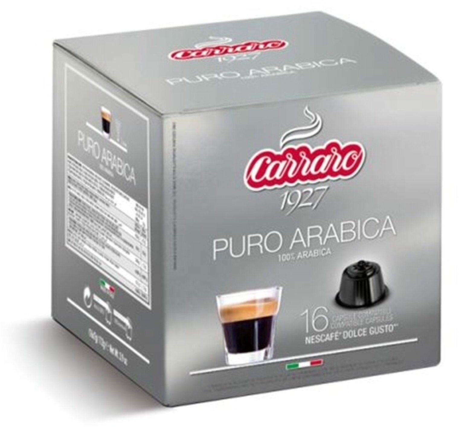 Капсулы для кофемашин Carraro Puro Arabica 16шт стандарта Dolce Gusto