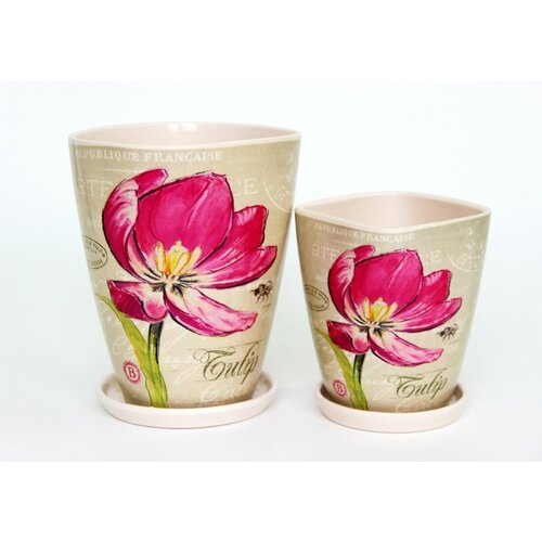 Горшок керамический набор 2 штуки (d-14/10см) KT-35409