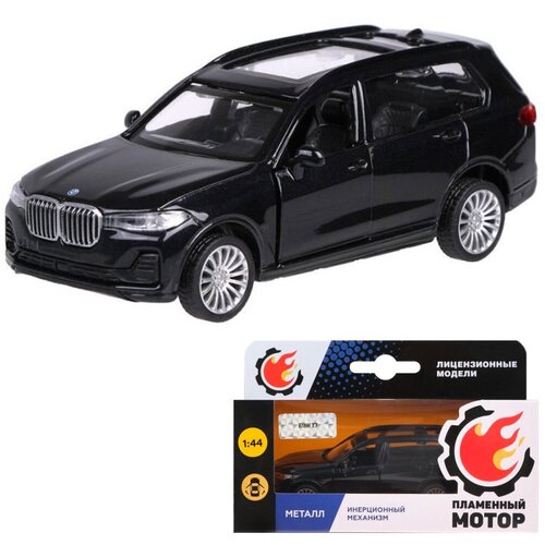 Машина металлическая инерционная 1:44 BMW X7, открывающиеся двери, черный Пламенный мотор 870859