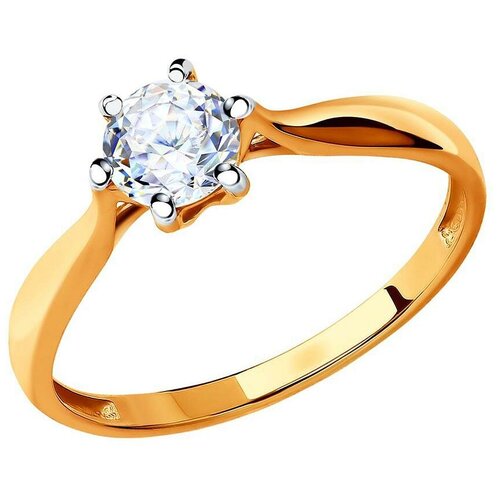 Кольцо SOKOLOV, красное золото, 585 проба, фианит, размер 15.5, бесцветный кольцо из серебра со swarovski zirconia 89010111 19