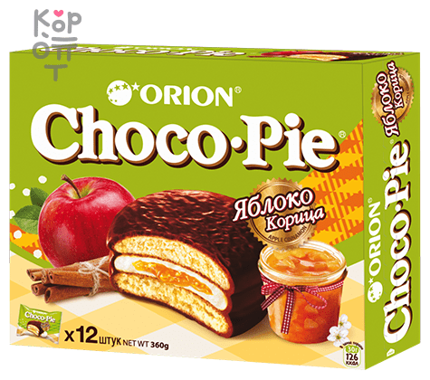 Мучное кондитерское изделие в глазури «Choco Pie Apple-Cinnamon» («Чоко Пай Яблоко-Корица») по 12 штук по 30 гр. - фотография № 8