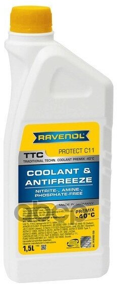 Антифриз Готовый К Прим. Жёлтый Ravenol Ttc Traditional Technology Coolant Premix ( 1,5Л) Ravenol арт. 141010515001999