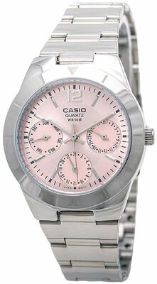 Наручные часы CASIO Collection LTP-2069D-4A, серебряный, розовый
