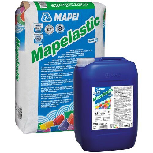 Мастика Mapei MAPELASTIC комплект А+В, 32кг, цвет серый гидроизоляция mapei mapegum wps 10 кг