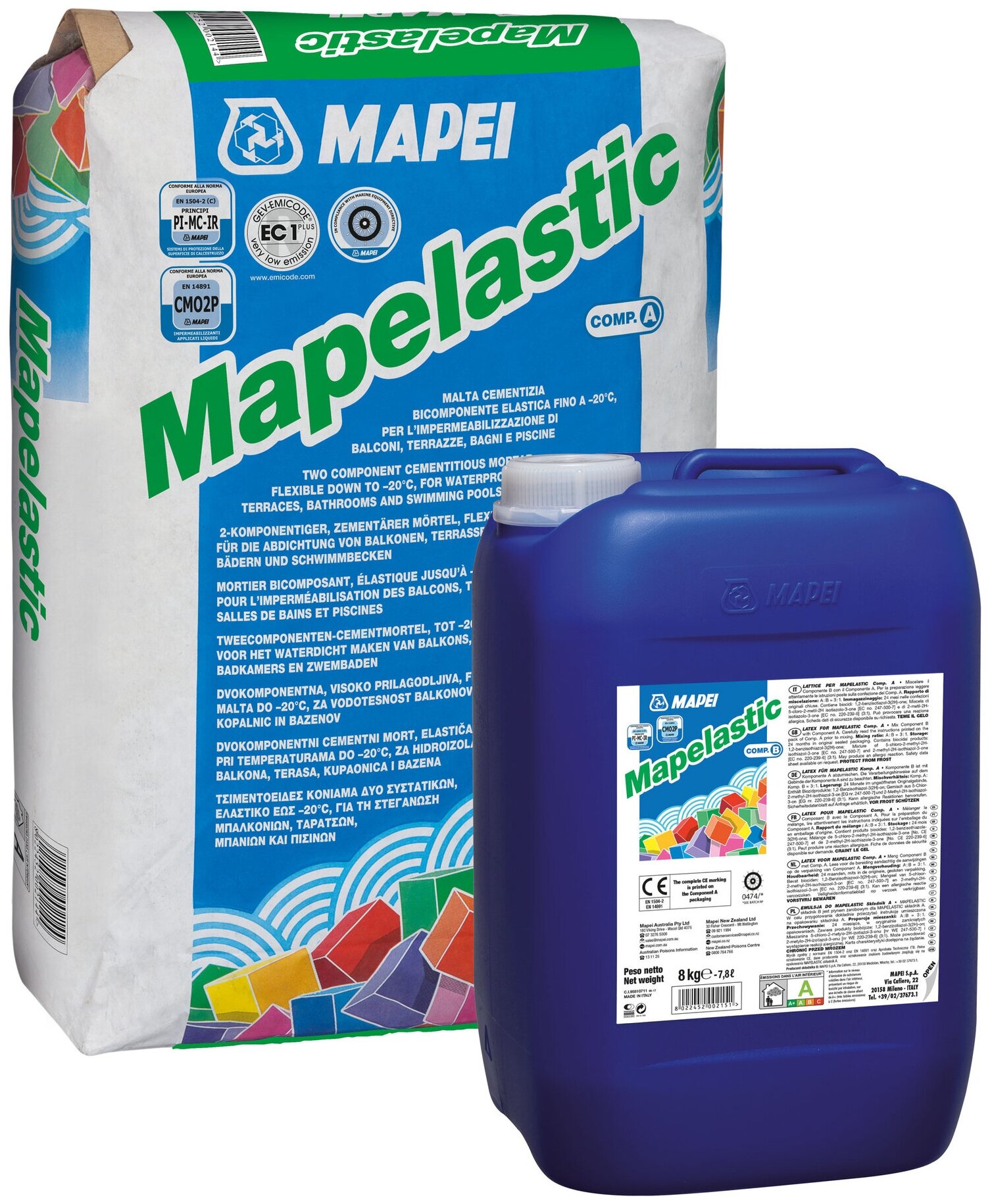 Гидроизоляция цементная эластичная мапеи MAPEI MAPELASTIC (Комплект А+В)