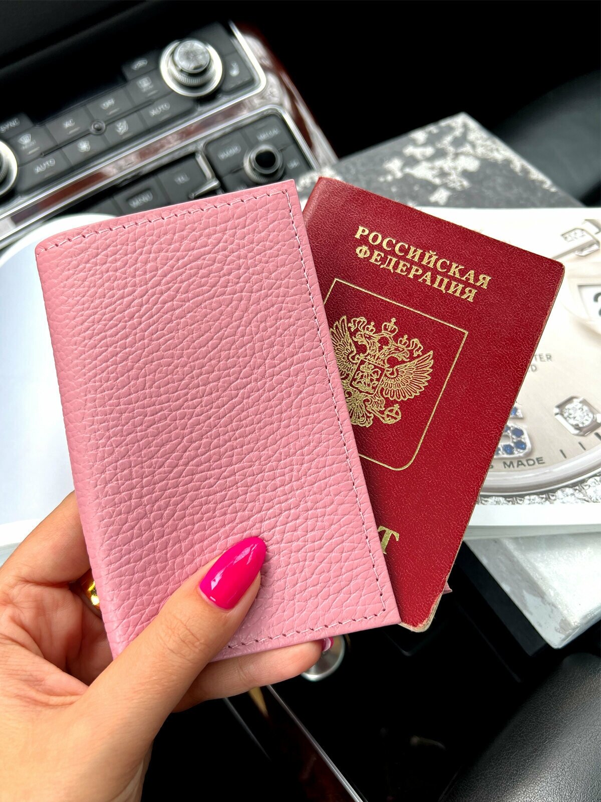 Купить Обложка на паспорт натуральная кожа нежно-розовый оттенок за ...