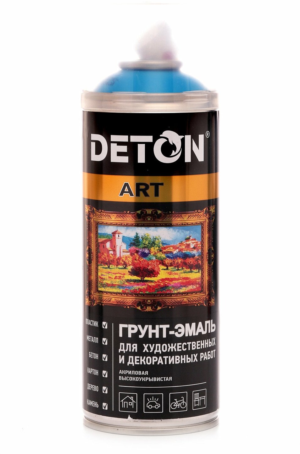 Граффити Deton ART цвет T0009 Небесно-Голубая, п/матовая, краска аэрозольная 520 мл"Детон АРТ" - фотография № 4