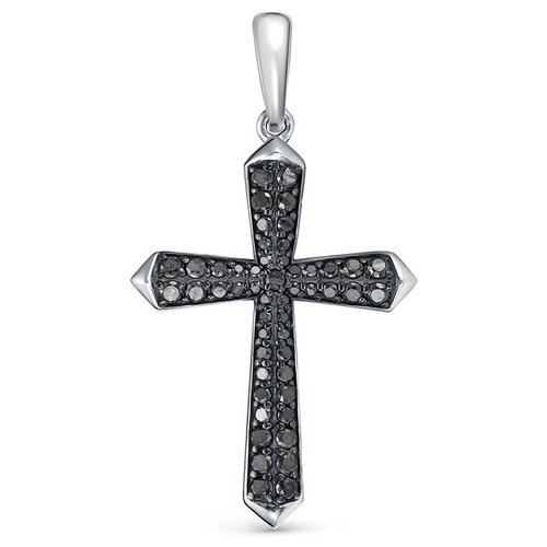 Крестик Vesna jewelry, белое золото, 585 проба, родирование, бриллиант