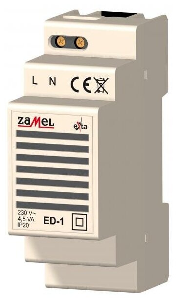 Zamel Звонок электромеханический 230VAC на DIN рейку 2мод, Zamel, арт. ED-1