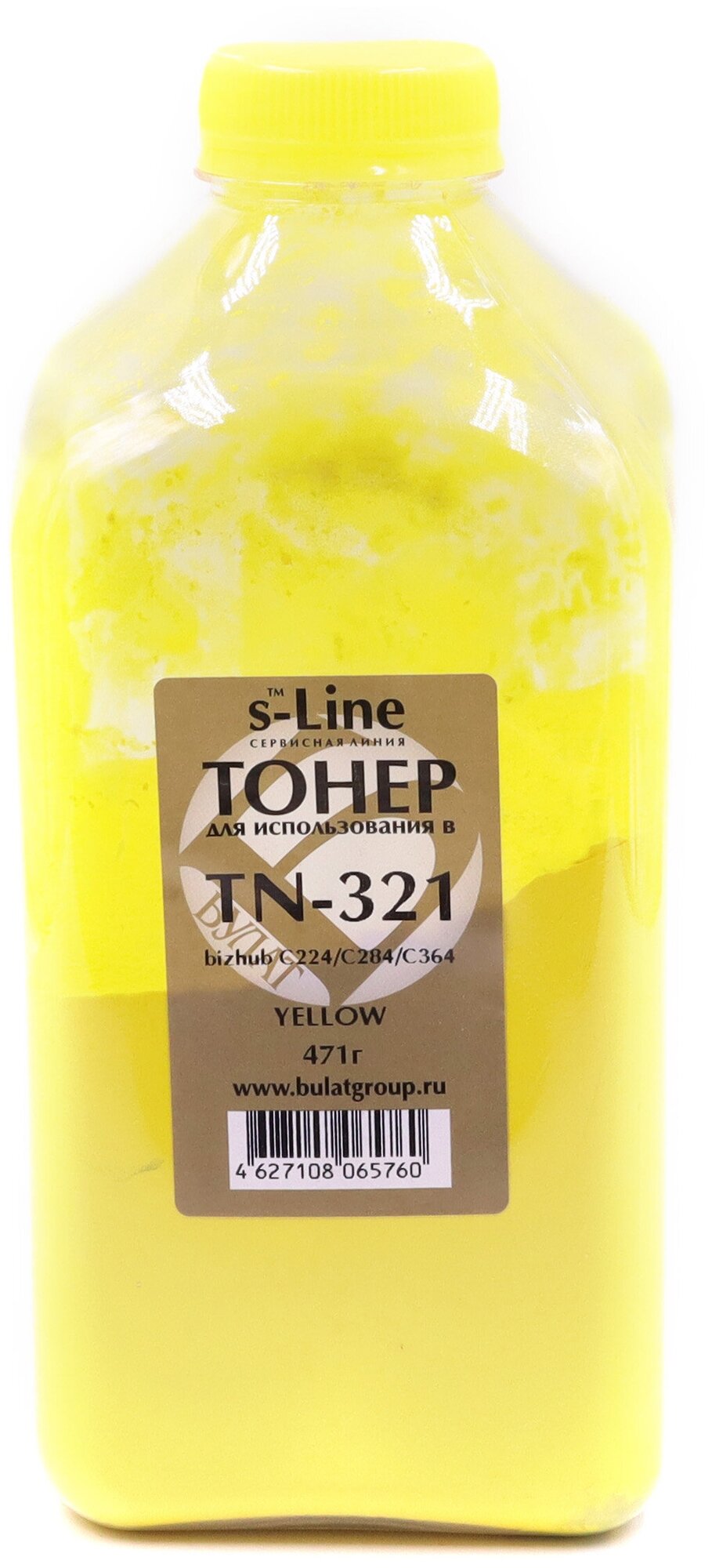 Тонер с девелопером булат s-Line TN321 для Konica Minolta bizhub C224, C284, C364e (Жёлтый, банка 482 г)