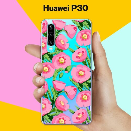 Силиконовый чехол Узор из цветов на Huawei P30