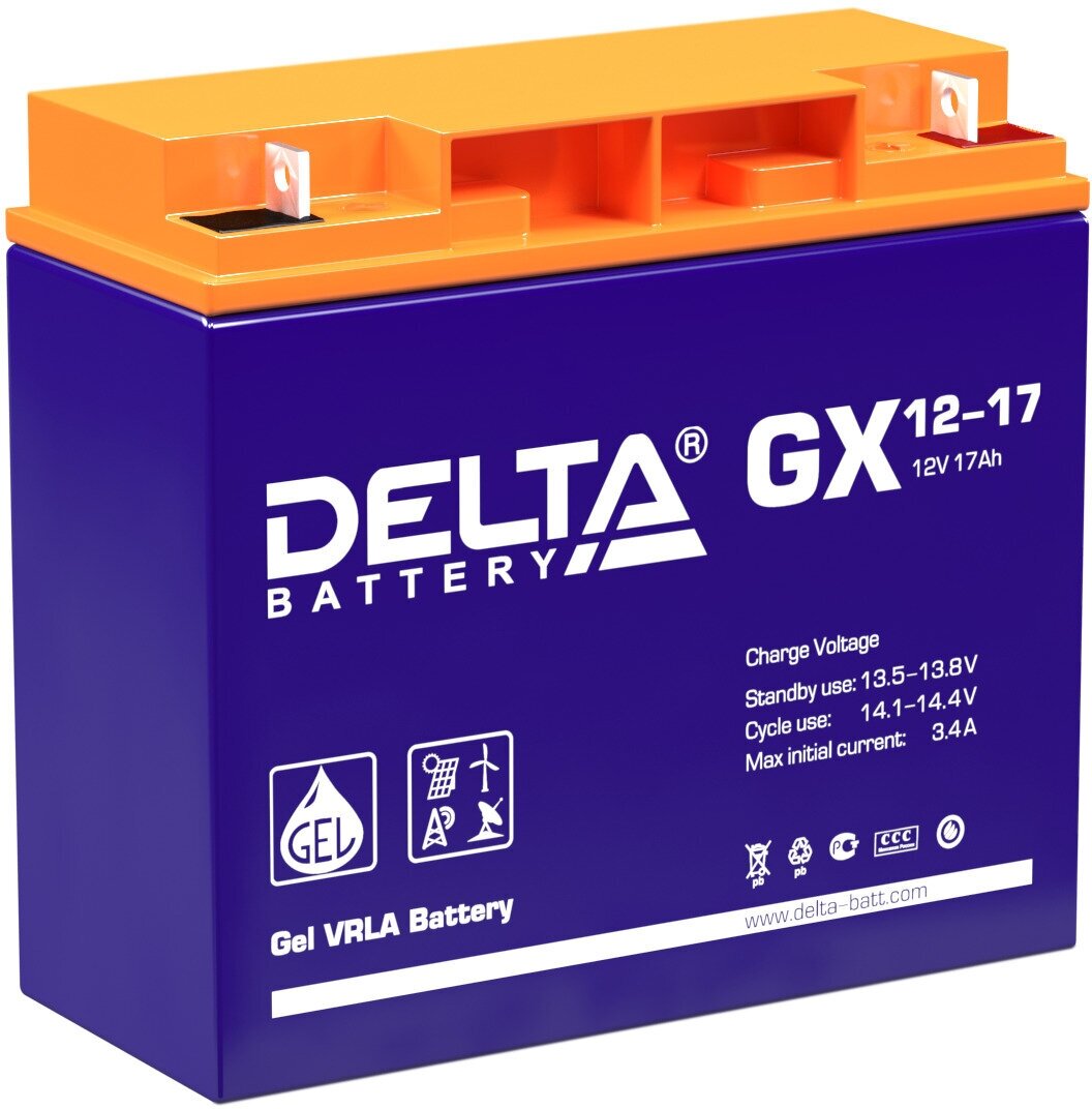 Аккумуляторная батарея Delta GX 12-17 12 В 17 Ач аккумулятор для ИБП, UPS, солнечной панели, ветрогенератора