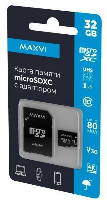 Карта памяти Maxvi microSDXC 32GB Черный