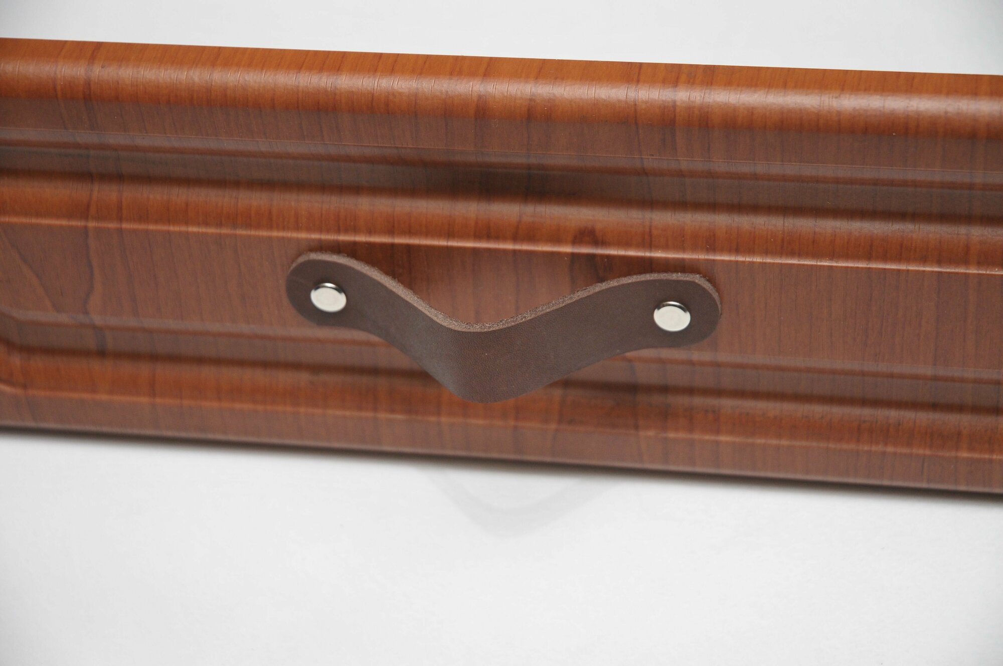 Ручка для мебели кожаная 96 мм без логотипа коричневая/скоба/кожедуб - фотография № 7