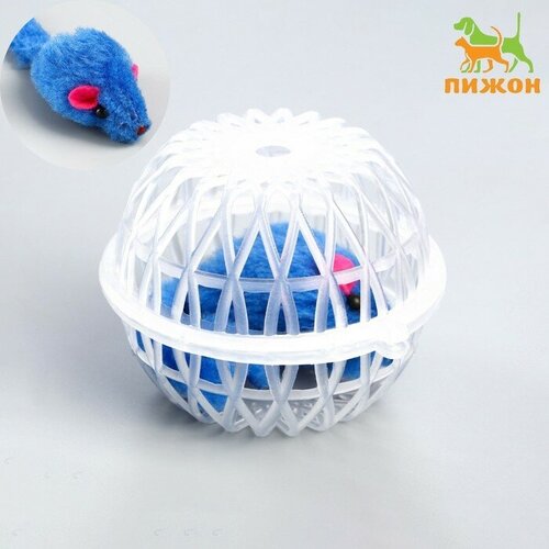 Мышь в пластиковом шаре, 7 х 5 см, прозрачный шар/синяя мышь hemline набор для шитья в пластиковом органайзере делюкс 997 1 7 х 7 х 3 5 см прозрачный разноцветный 3 5 см 7 см