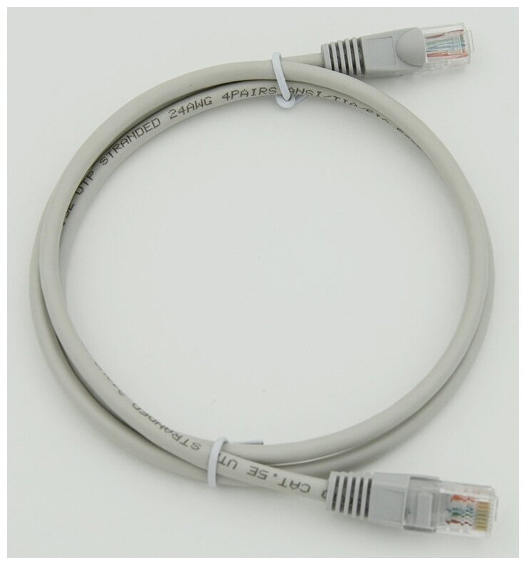 Патч-корд Buro UTP 4 пары cat5E CCA molded 1м серый RJ-45 (m)-RJ-45 (m) - фотография № 2