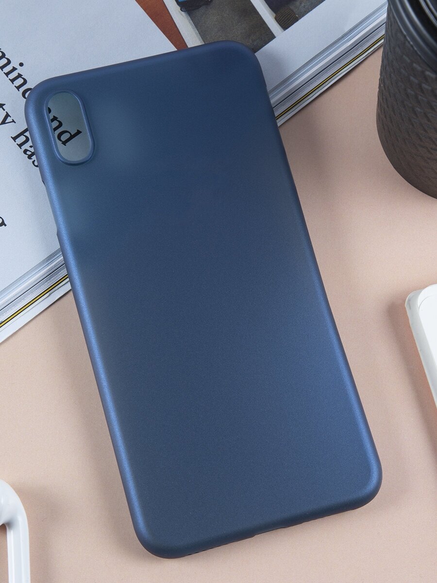 Чехол для Apple iPhone Xs Max / Ультратонкая накладка на Айфон Икс С Макс, полупрозрачная, (синий)