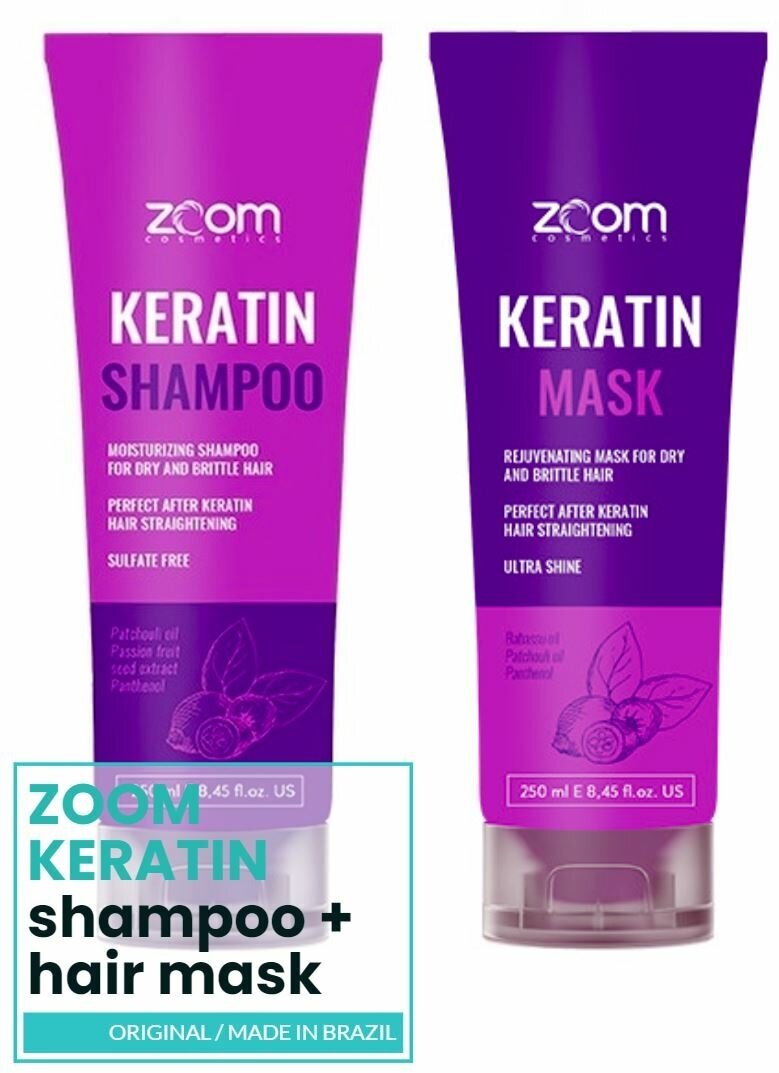 ZOOM Keratin Безсульфатный шампунь для волос + маска