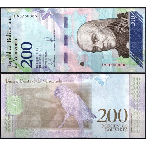 Венесуэла 200 боливар 2018 (UNC Pick 107) набор банкнот венесуэла 21 штука 2008 2018 год unc