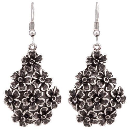 фото Серьги бижутерные сирень (замок-крючок, бижутерный сплав, серебристый) 1-56073 otokodesign