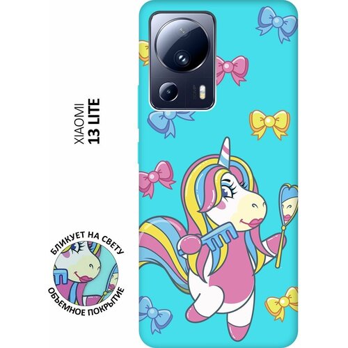 Матовый чехол Lady Unicorn для Xiaomi 13 Lite / Сяоми 13 Лайт с 3D эффектом мятный матовый чехол musical unicorn для xiaomi 13 lite сяоми 13 лайт с 3d эффектом мятный