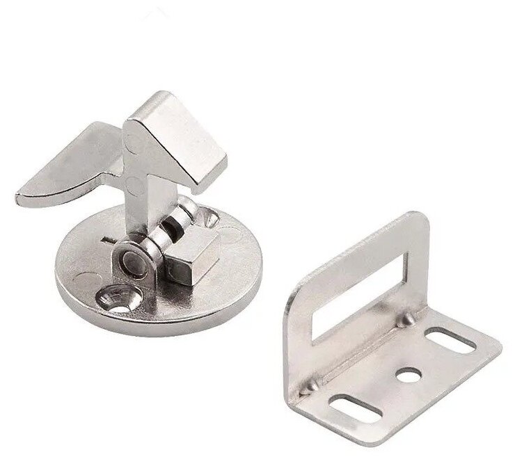 фото Мебельный шпингалет/защелка, автоматического закрывание, никель, 1 шт.